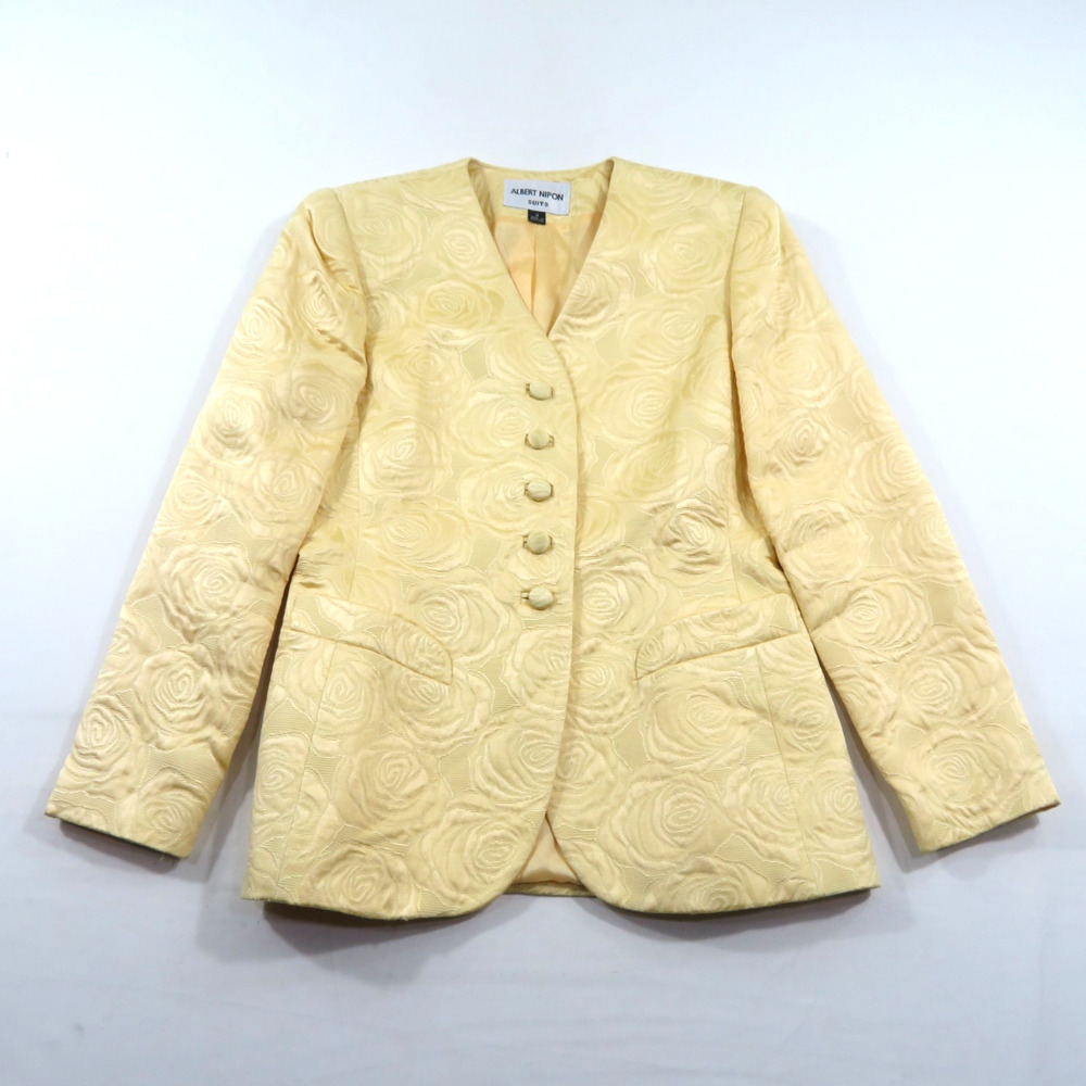 Albert Nipon Suits Womens Jacket Peach Color Button Up Sz 4 Floral Design